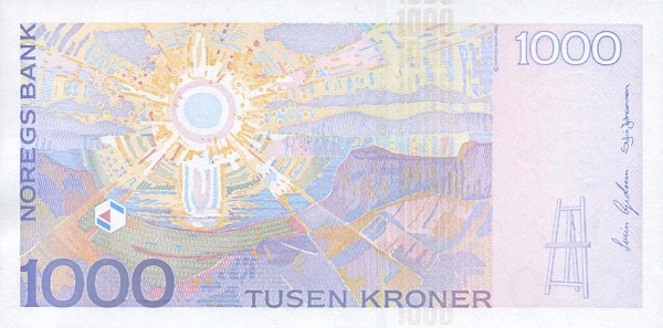 Back of Norway p52a: 1000 Krone from 2001