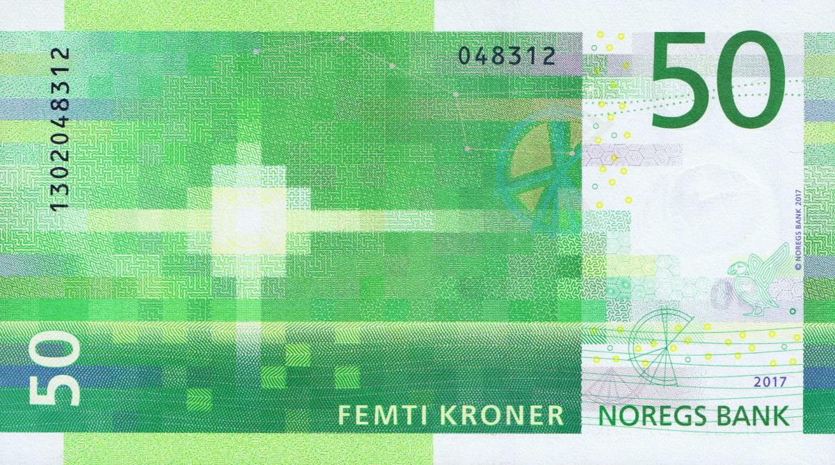 Back of Norway p53: 50 Krone from 2017