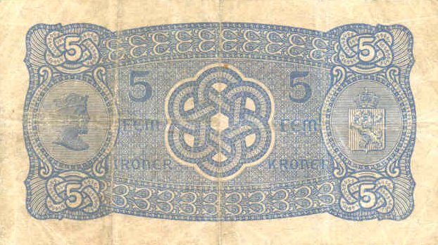 Back of Norway p7a: 5 Kroner from 1901