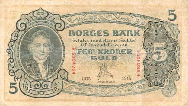 Front of Norway p7a: 5 Kroner from 1901