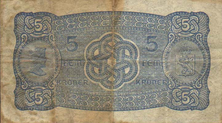 Back of Norway p7b: 5 Kroner from 1916