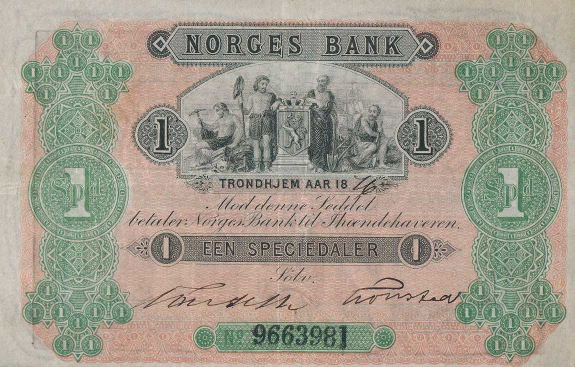 Front of Norway pA47: 1 Speciedaler from 1865