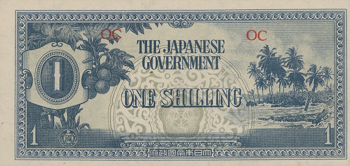 Front of Oceania p2a: 1 Shilling from 1942