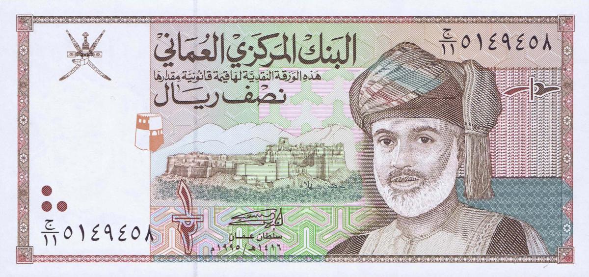 Front of Oman p33: 0.5 Rial from 1995