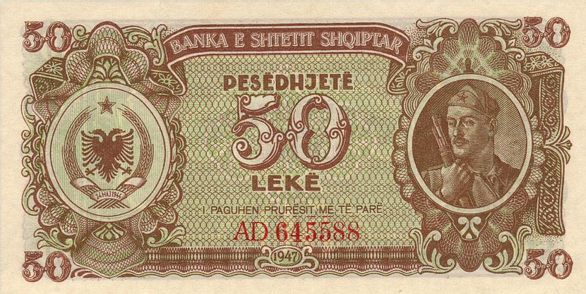 Front of Albania p20: 50 Leke from 1947