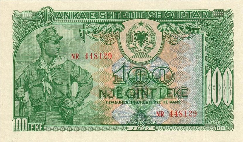 Front of Albania p30a: 100 Leke from 1957