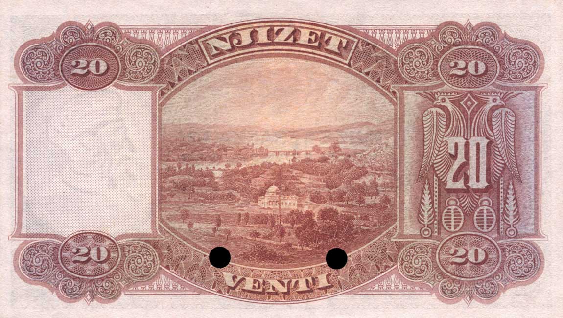 Back of Albania p3s: 20 Franka Ari from 1926