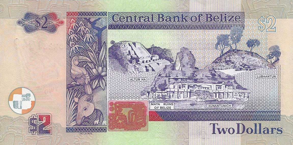 Back of Belize p66e: 2 Dollars from 2014
