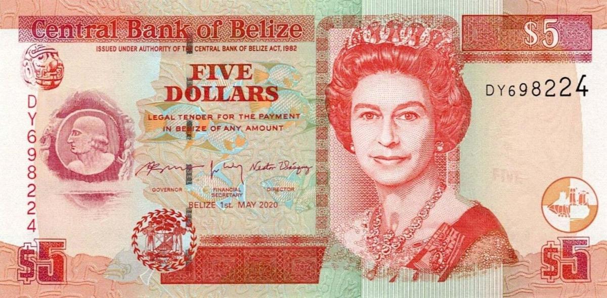 Front of Belize p67h: 5 Dollars from 2020