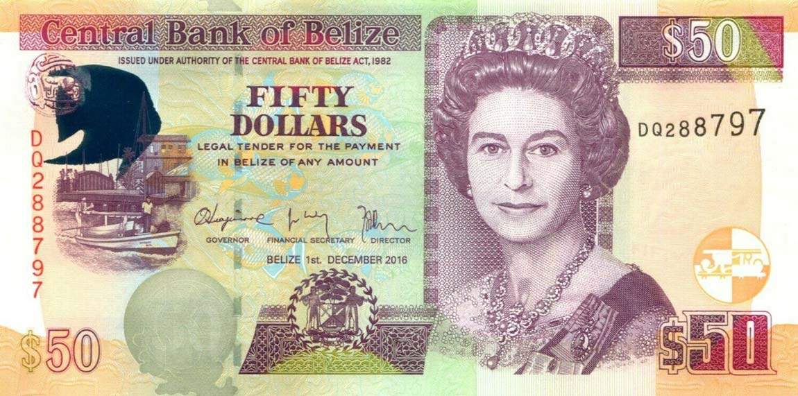 Front of Belize p70f: 50 Dollars from 2016