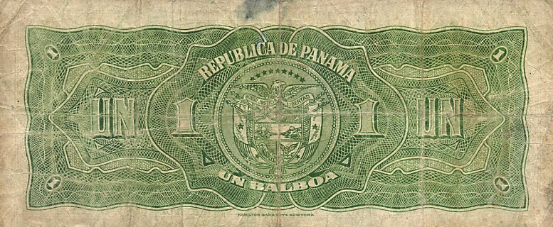 Back of Panama p22a: 1 Balboa from 1941