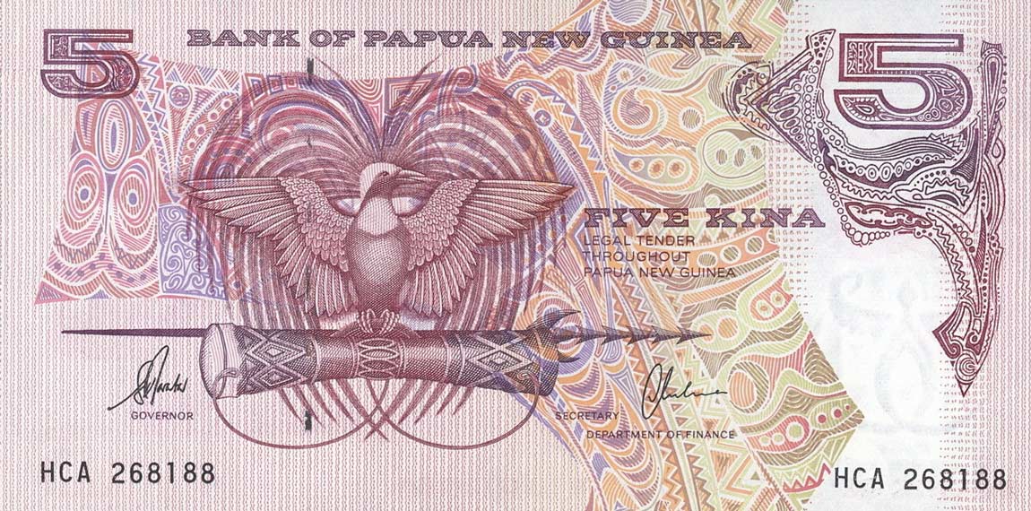 Front of Papua New Guinea p13b: 5 Kina from 1992