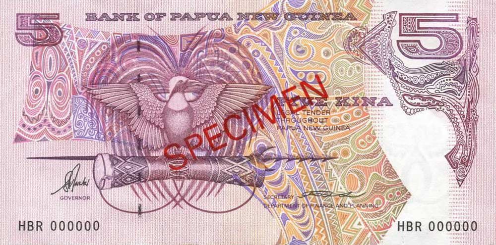 Front of Papua New Guinea p14s: 5 Kina from 1993