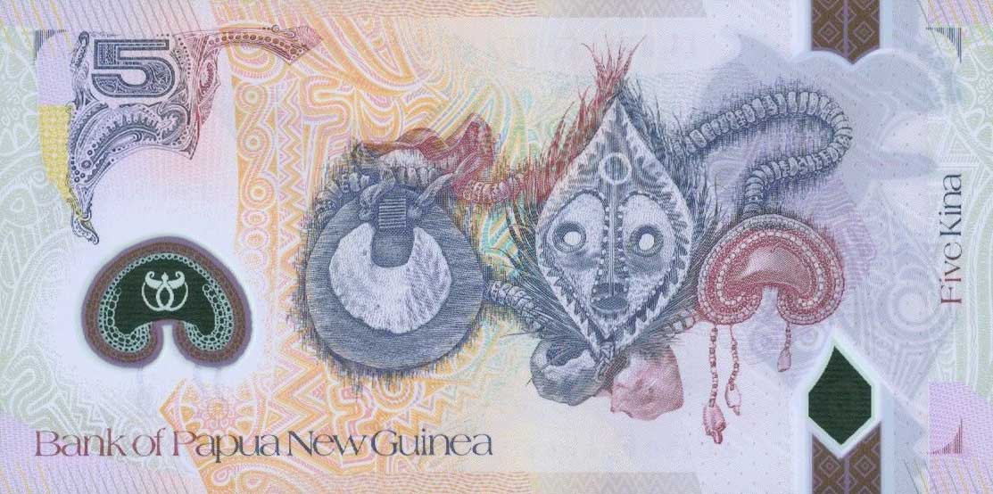 Back of Papua New Guinea p39: 5 Kina from 2010