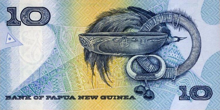 Back of Papua New Guinea p9c: 10 Kina from 1988