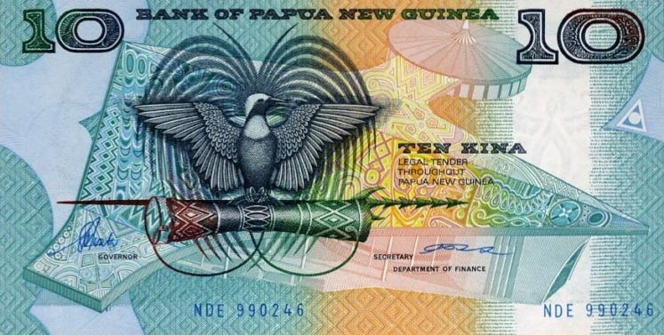 Front of Papua New Guinea p9c: 10 Kina from 1988
