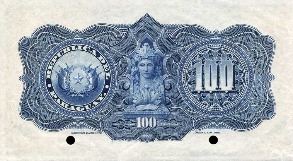 Back of Paraguay p146s: 100 Pesos from 1920