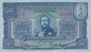 p190b from Paraguay: 500 Guaranies from 1952