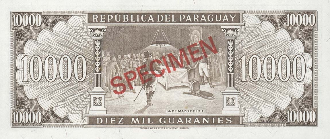 Back of Paraguay p203s: 10000 Guarani from 1952