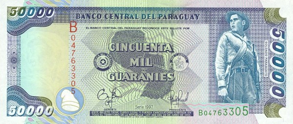 Front of Paraguay p217: 50000 Guarani from 1997