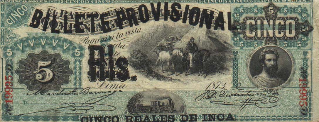 Front of Peru p12: 5 Reais from 1881
