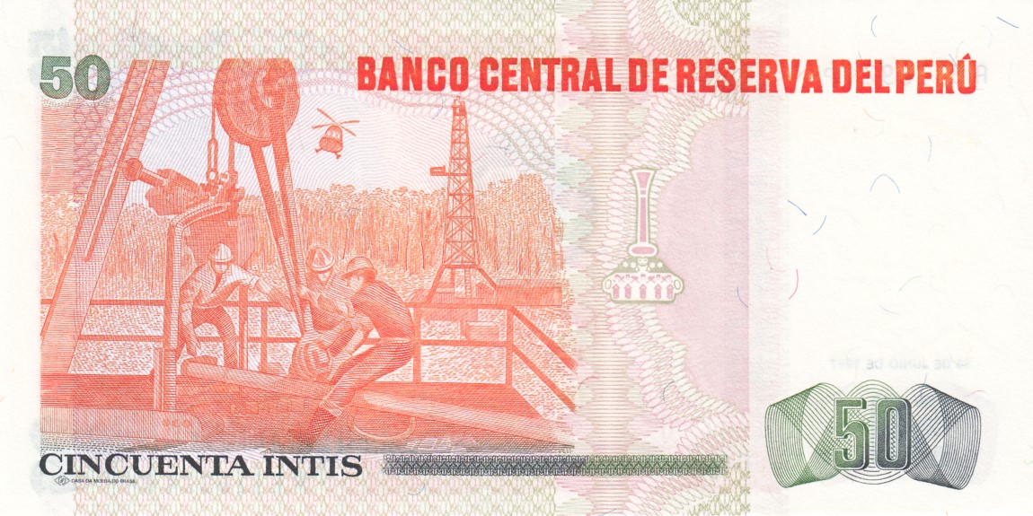 Back of Peru p131b: 50 Intis from 1987