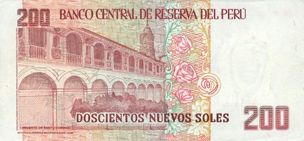 Back of Peru p162a: 200 Nuevos Soles from 1995