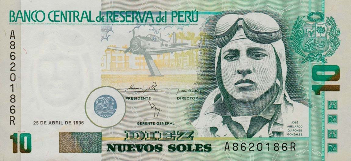 Front of Peru p163: 10 Nuevos Soles from 1996