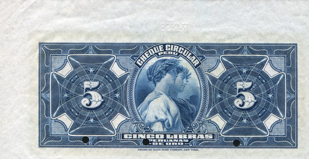 Back of Peru p27s: 5 Libras from 1914