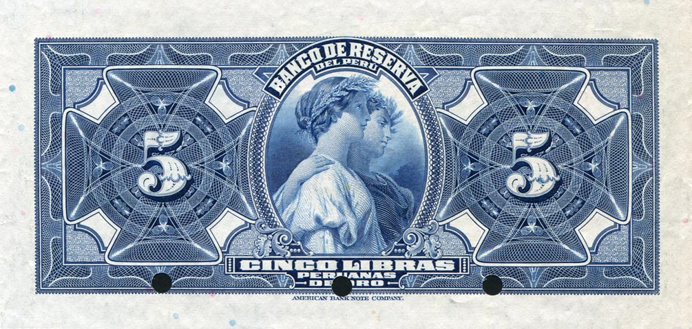 Back of Peru p50s: 5 Libras from 1922