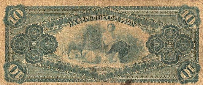 Back of Peru p5: 10 Soles from 1879