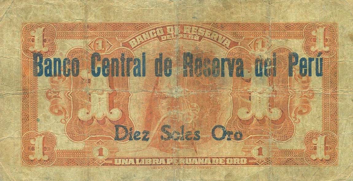 Back of Peru p61: 10 Soles from 1926