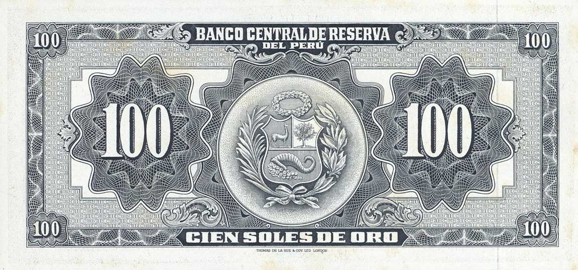 Back of Peru p79c: 100 Soles from 1961