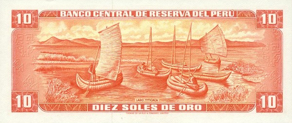 Back of Peru p93a: 10 Soles de Oro from 1968