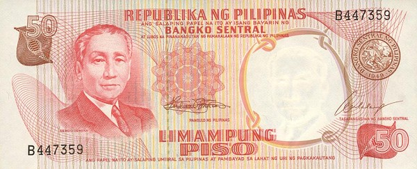 Front of Philippines p146a: 50 Piso from 1969