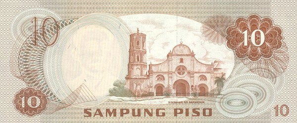 Back of Philippines p149a: 10 Piso from 1970