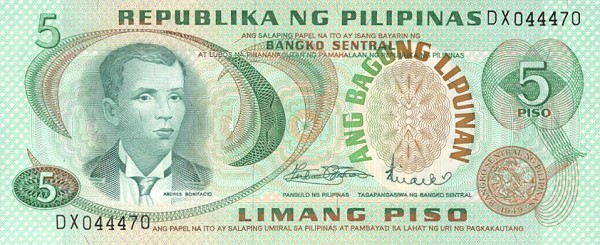 Front of Philippines p153b: 5 Piso from 1970