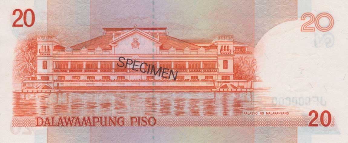 Back of Philippines p170s: 20 Piso from 1986