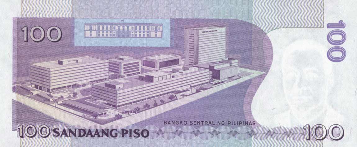 Back of Philippines p172c: 100 Piso from 1987
