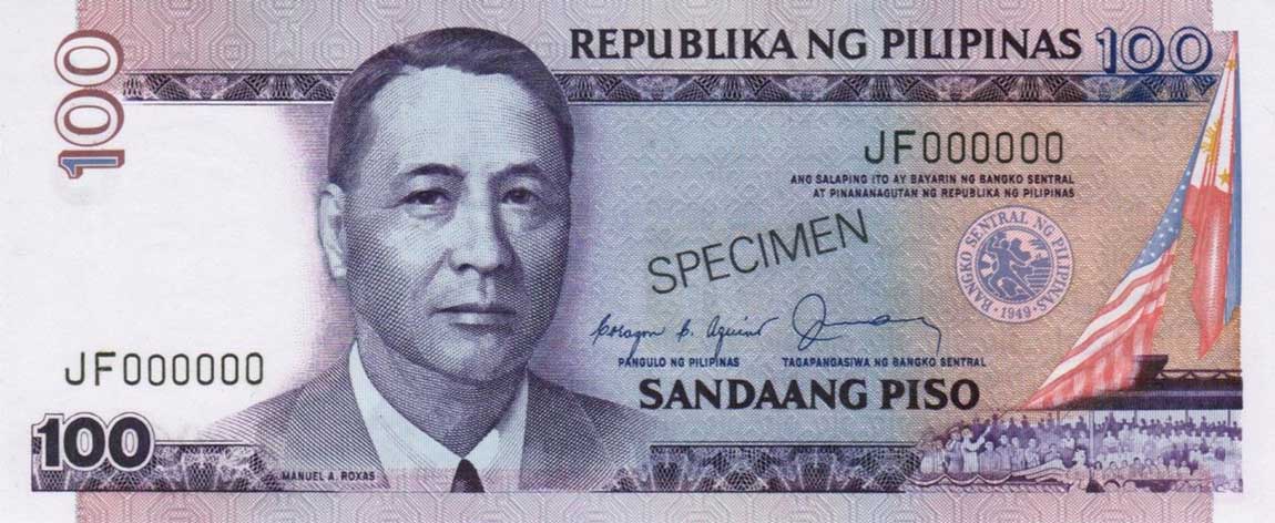 Front of Philippines p172s1: 100 Piso from 1987