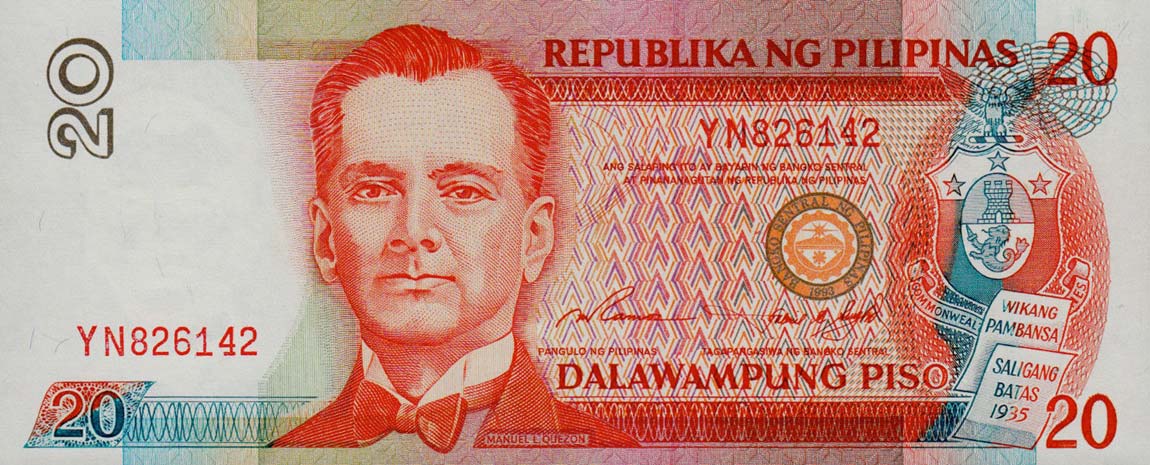 Front of Philippines p182a: 20 Piso from 1997