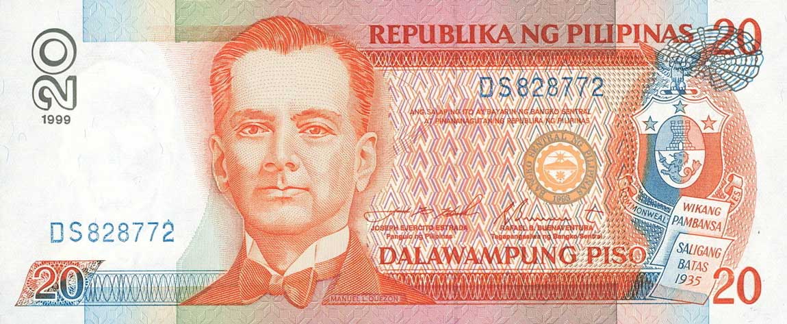 Front of Philippines p182f: 20 Piso from 1999