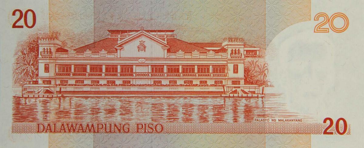 Back of Philippines p182g: 20 Piso from 2001