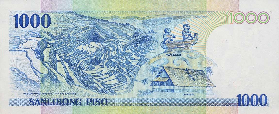 Back of Philippines p186a: 1000 Piso from 1998