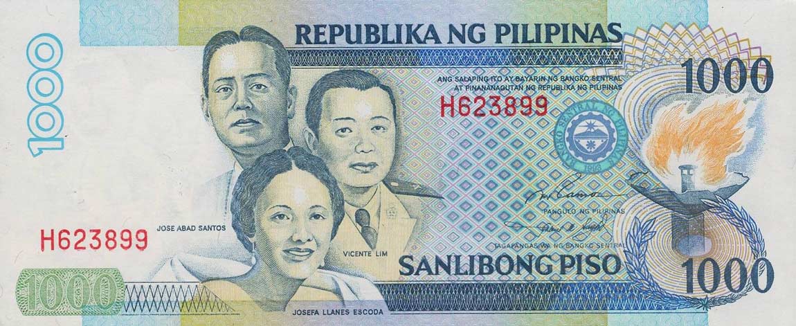 Front of Philippines p186a: 1000 Piso from 1998