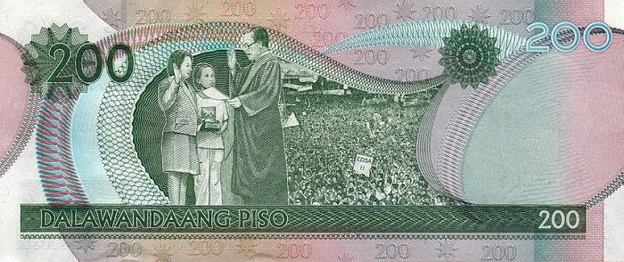 Back of Philippines p195a: 200 Piso from 2002