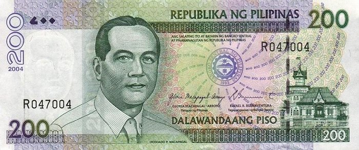 Front of Philippines p195a: 200 Piso from 2002
