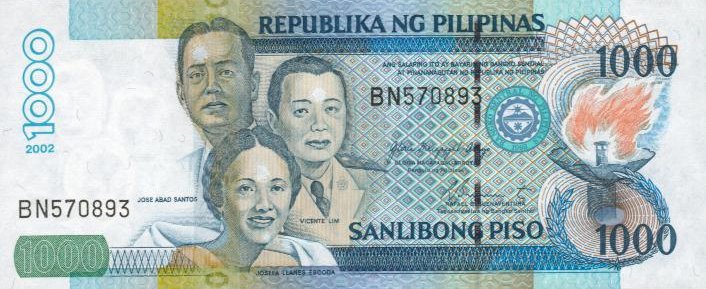 Front of Philippines p197a: 1000 Piso from 2001
