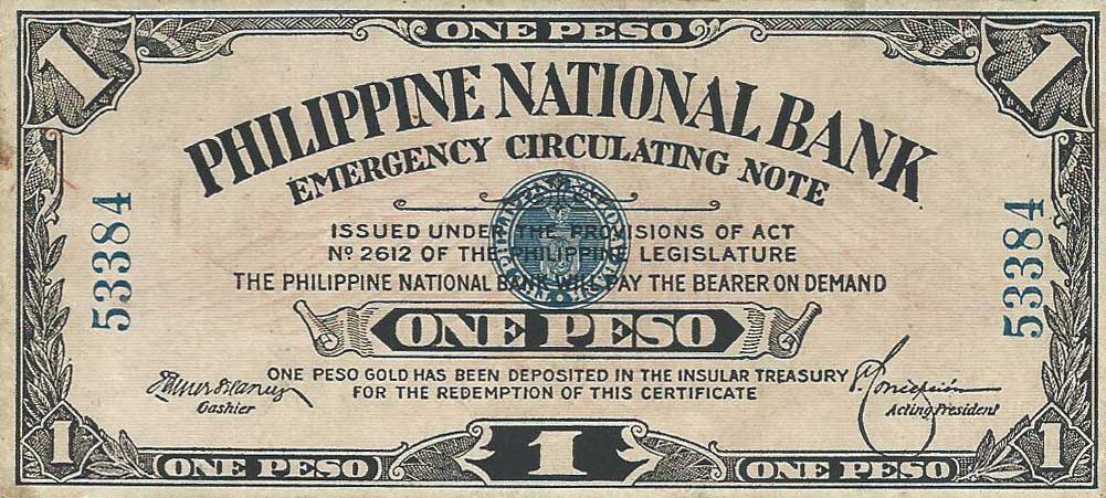 Front of Philippines p42: 1 Peso from 1917