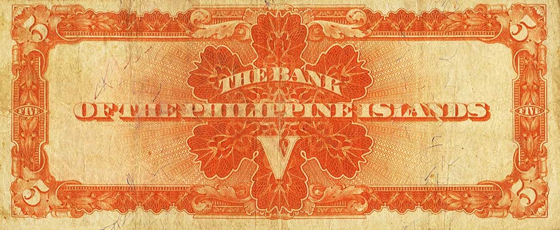 Back of Philippines p7b: 5 Pesos from 1912